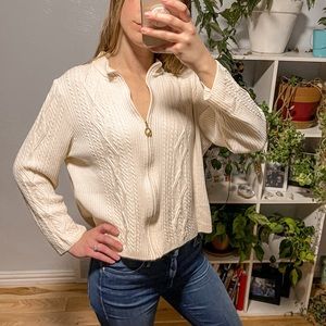 St John Collection Zip Up Sweater Cardigan Vintage by Marie Gray Gold Zip